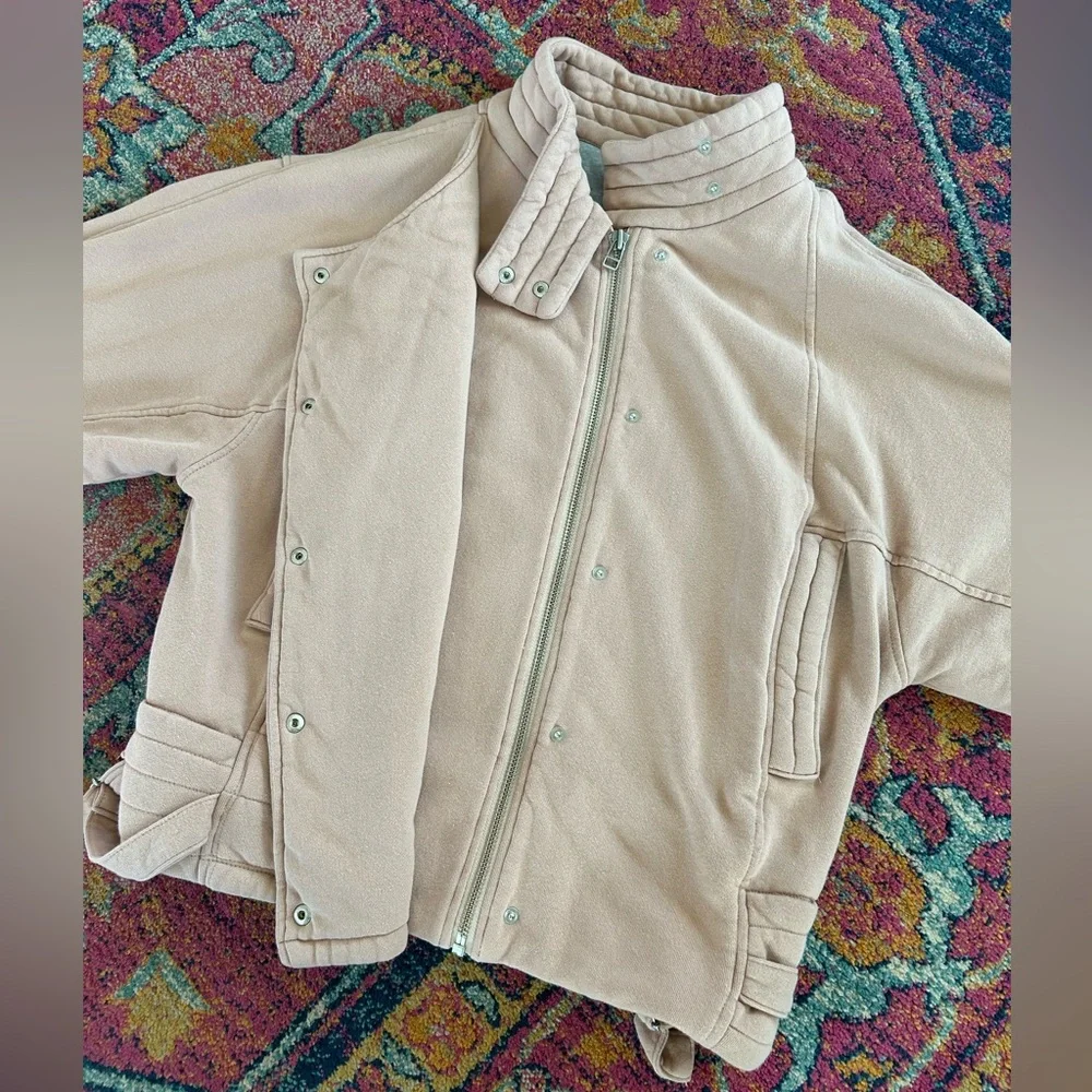 Free People | Women’s Mauve/Peach Oversized Quilted Knit Mock Neck Jacket Size M
